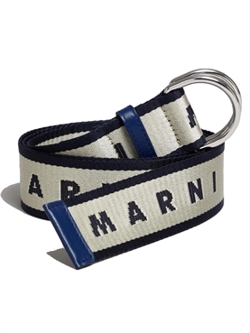 MARNI Slider Belt With Logo, Blue/White